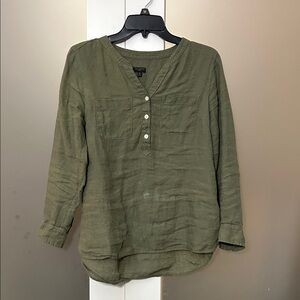 Talbots Olive Green Linen Women's Blouse